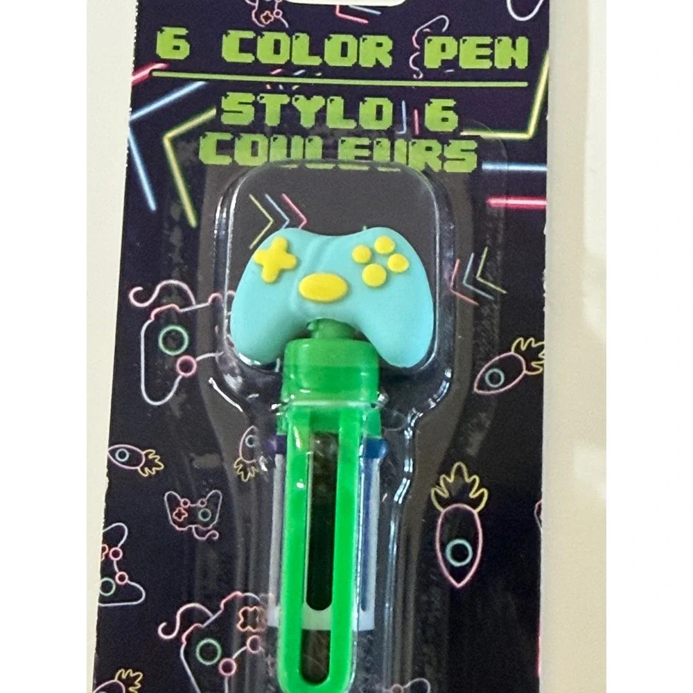 Gamer Video Game Controller 6‎ Color Retractable Ballpoint Pen Multi Ink Neon